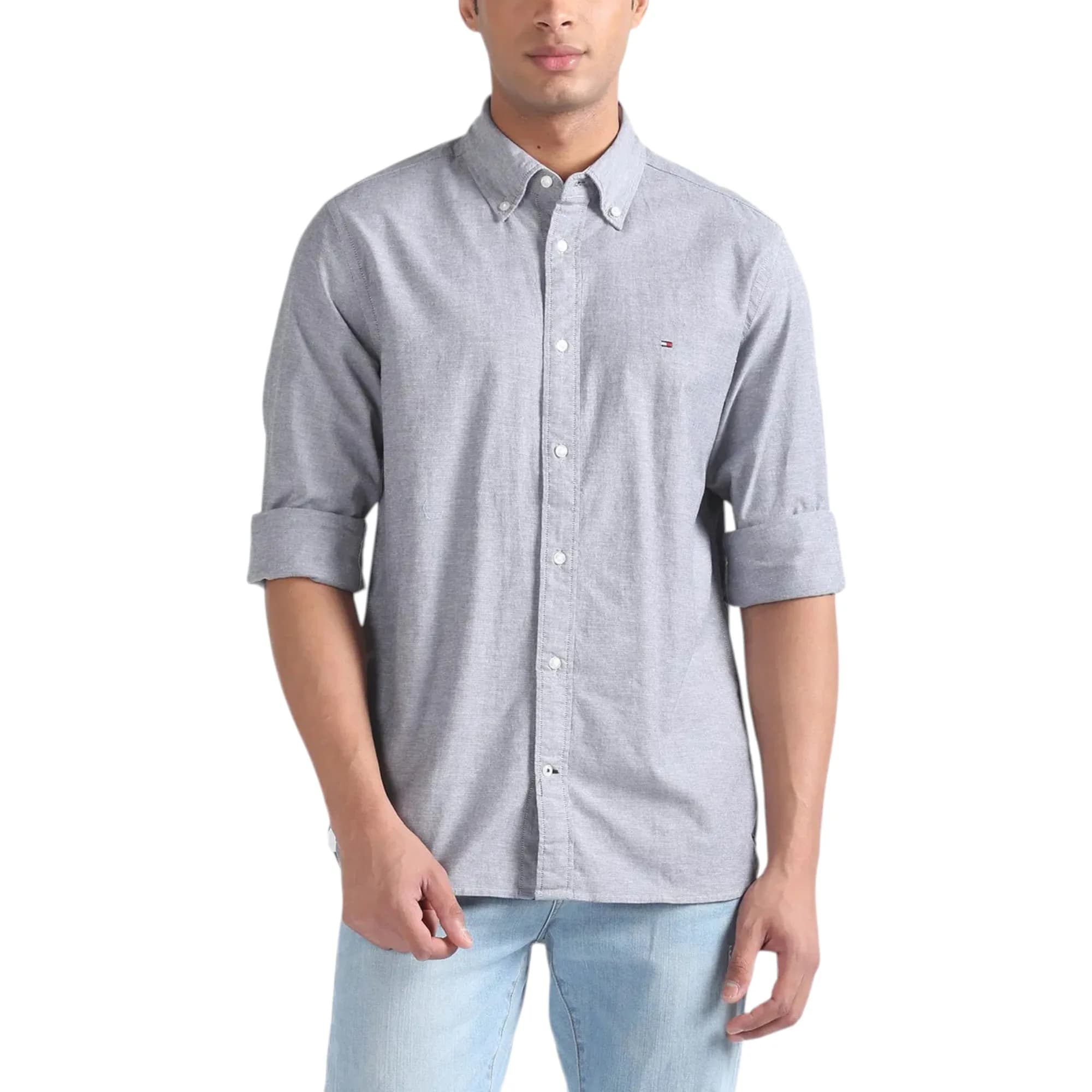 TOMMY HILFIGER Mens Shirts Regular Fit Oxford Long Sleeve Casual Cotton For