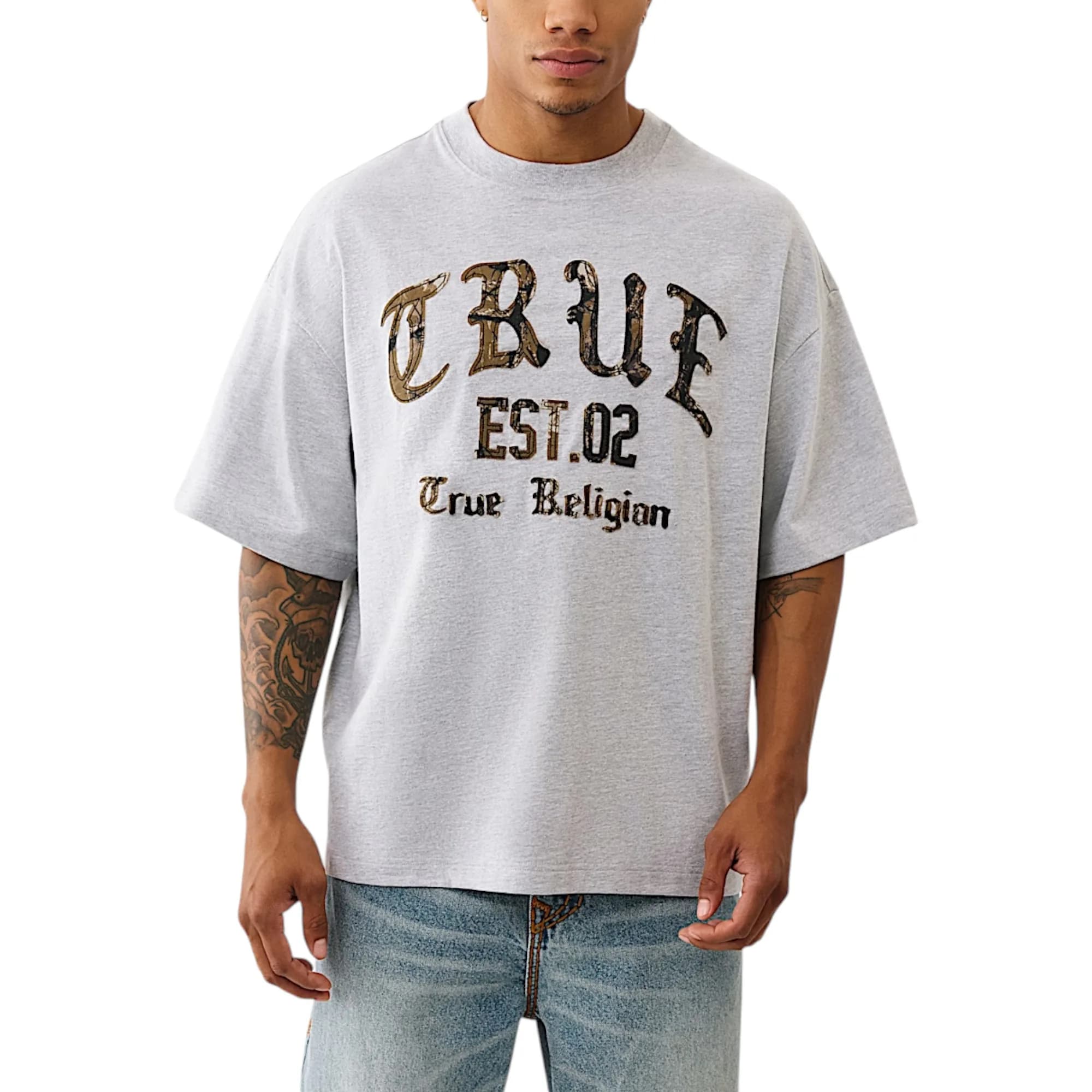 True Religion Mens Oversized Drop Shoulde T Shirts