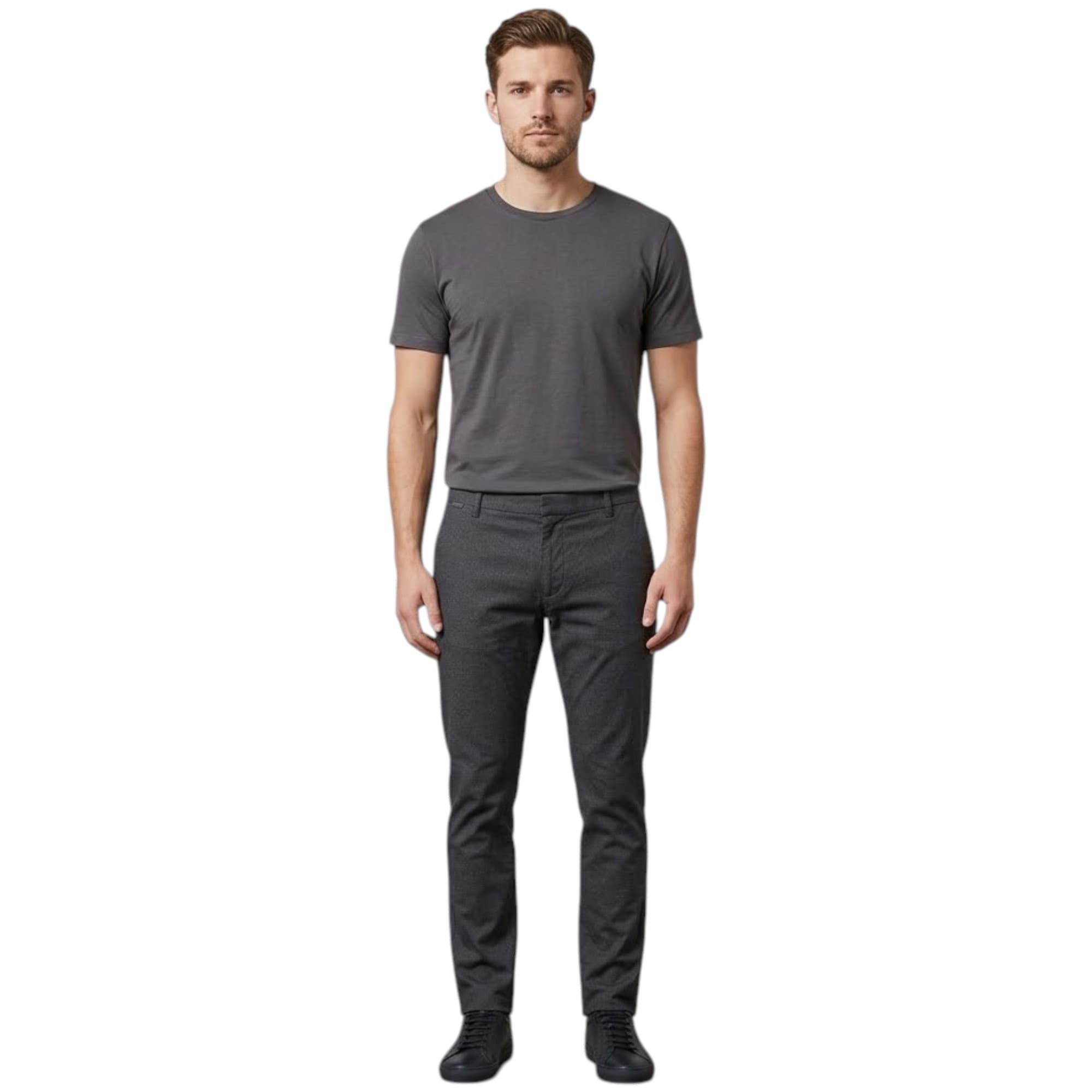 Armani Jeans charcoal grey men's chino trousers front view