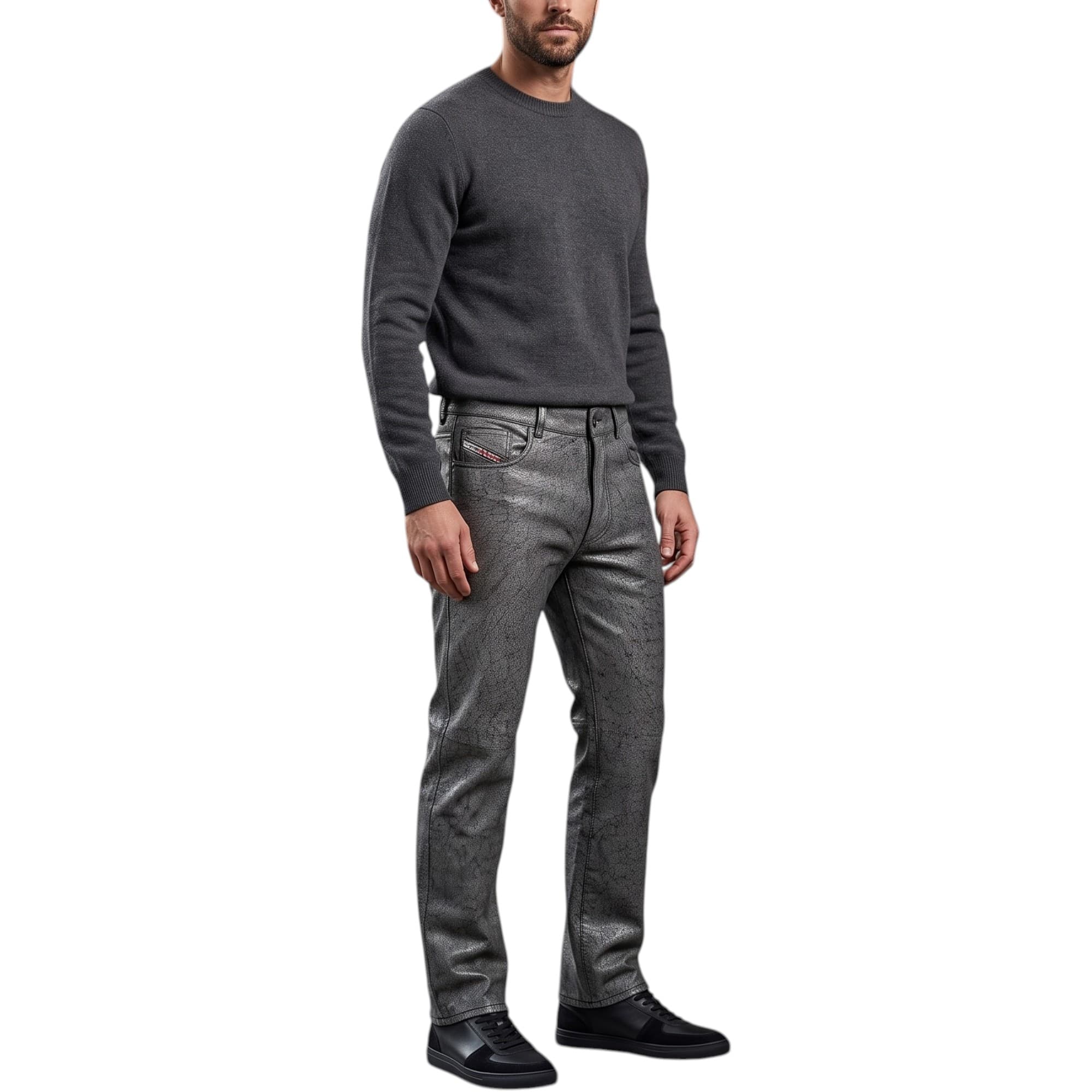 DIESEL P MARDEN 0CFAK Means Leather Jeans