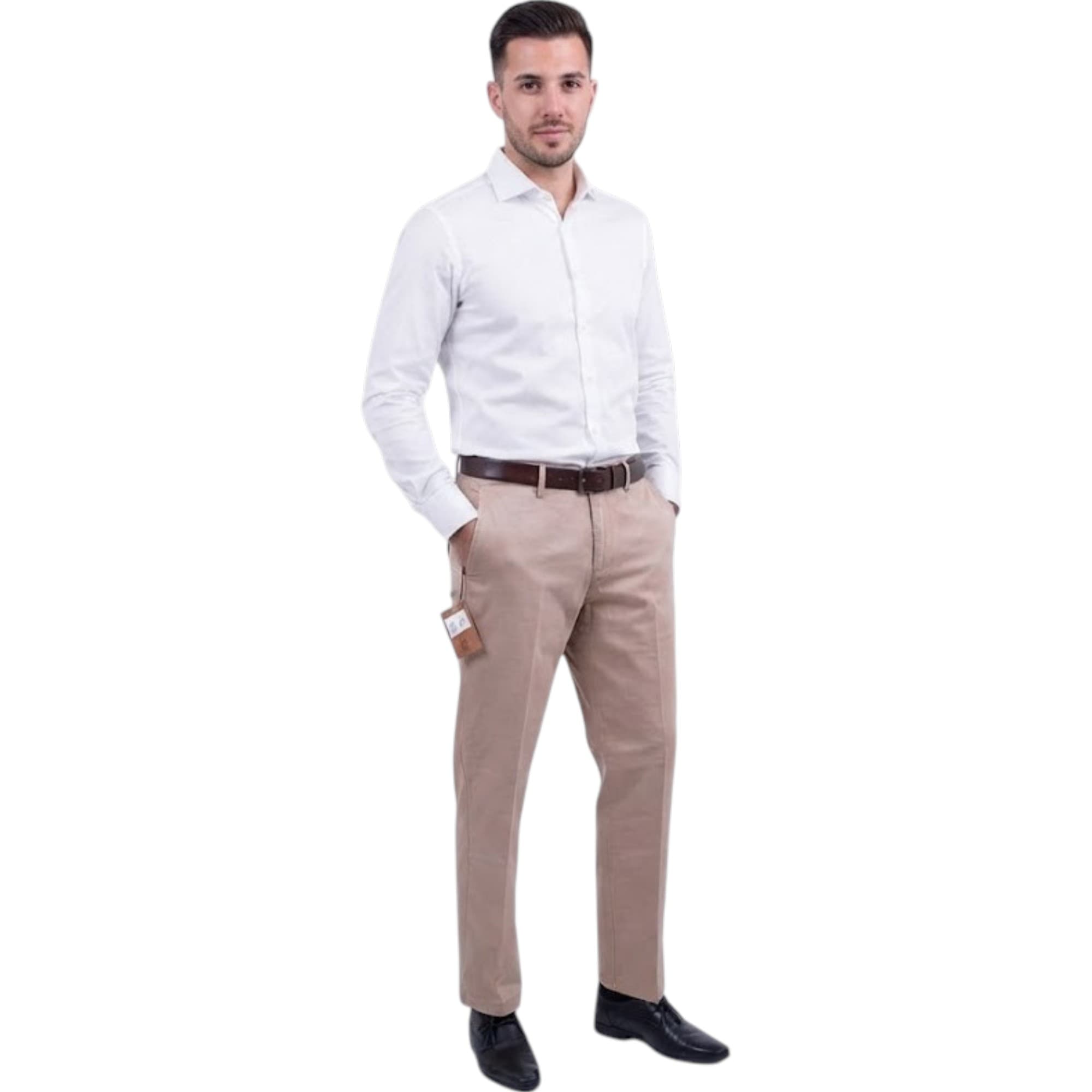 Farah Classic FABS5088 men's trousers front view, mid beige straight cut