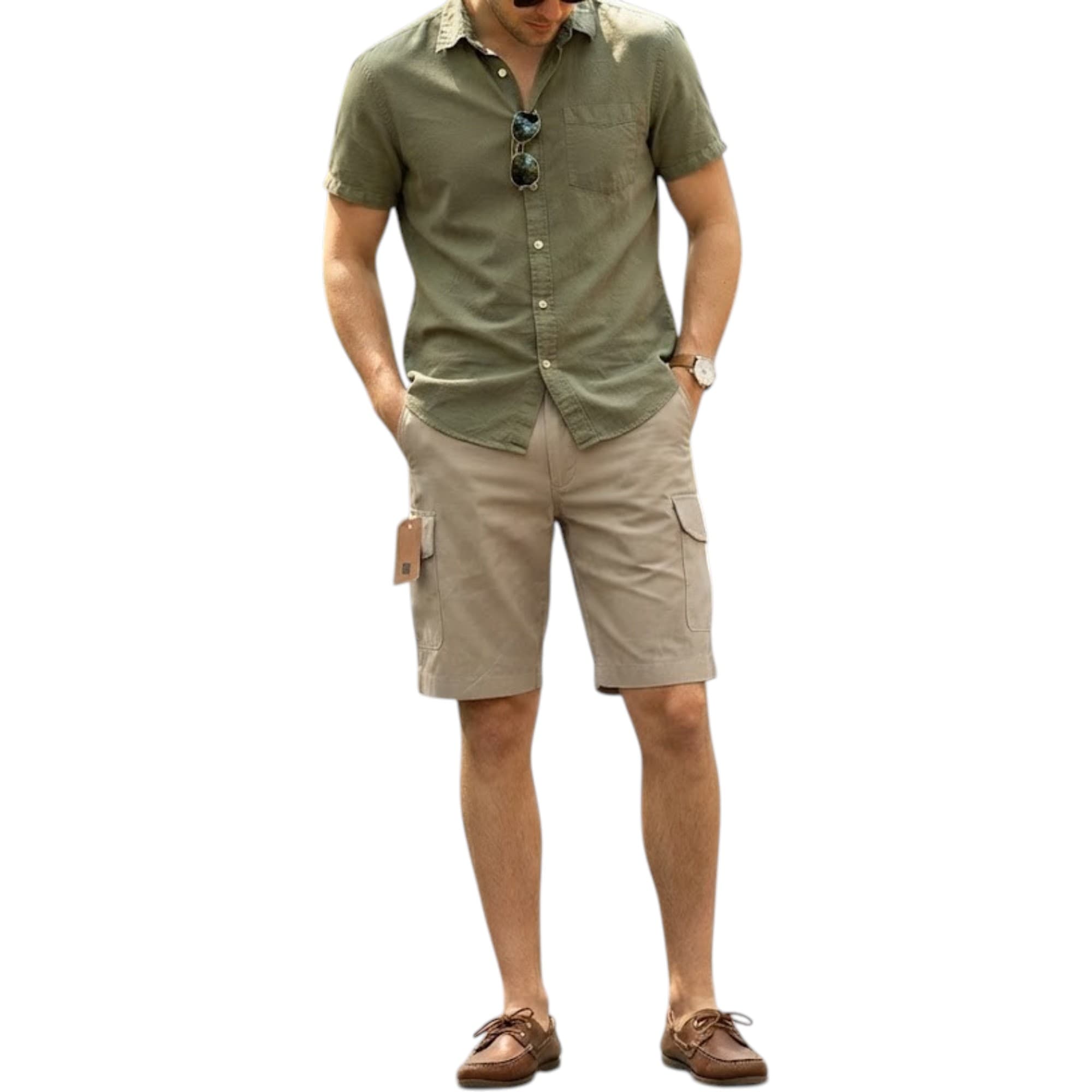 Farah men's black cargo shorts front view