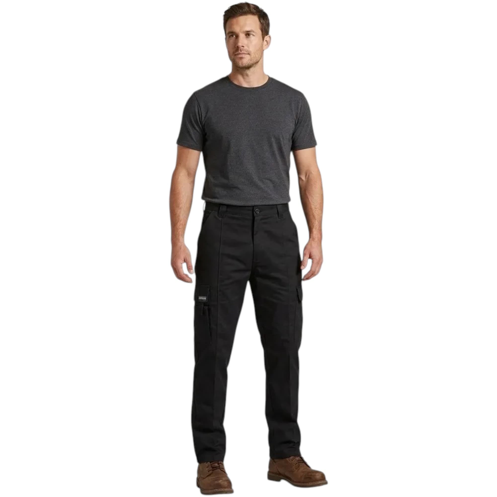 FIAT VOGUE men's black cargo trousers front view