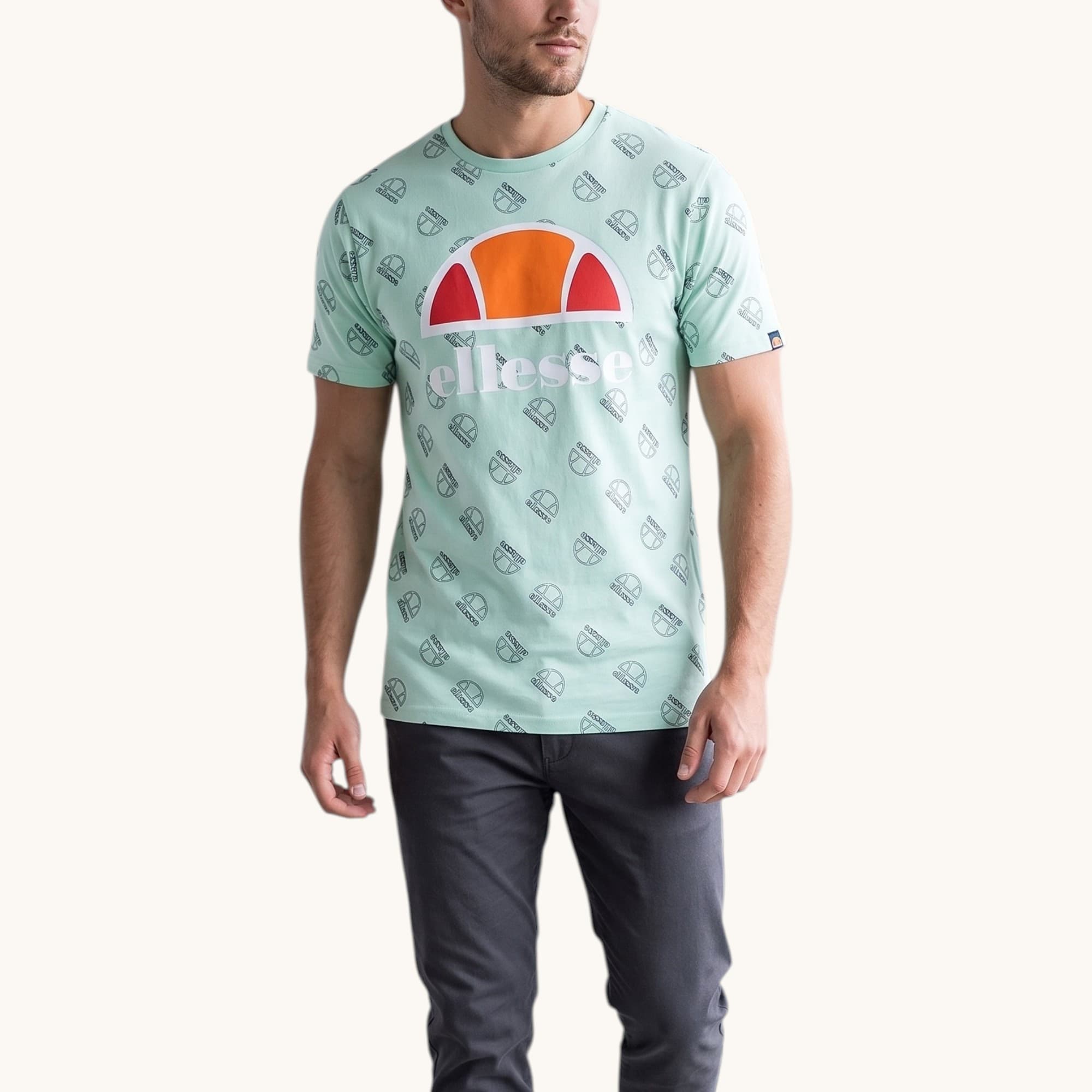 Ellesse MIRU men's pastel cotton T-shirt front view with logo