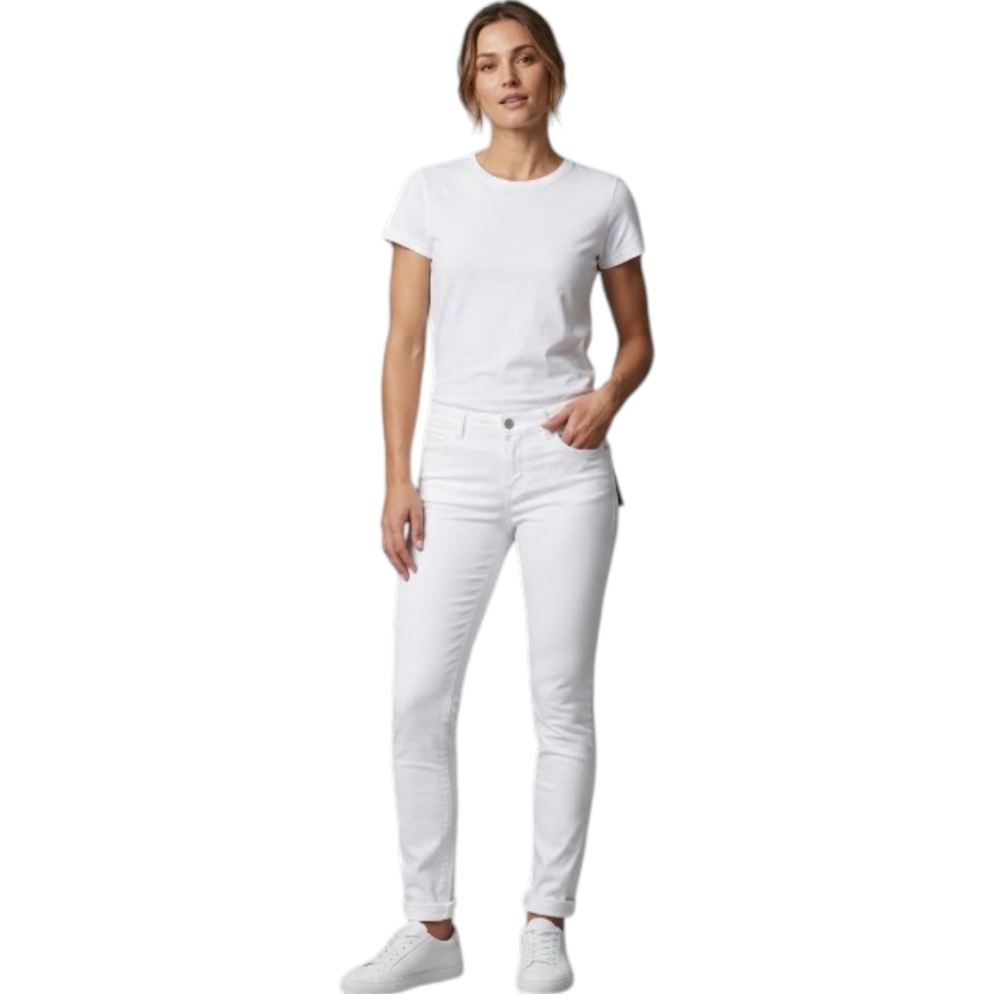Emporio Armani women's white denim jeans front view, W32 L34