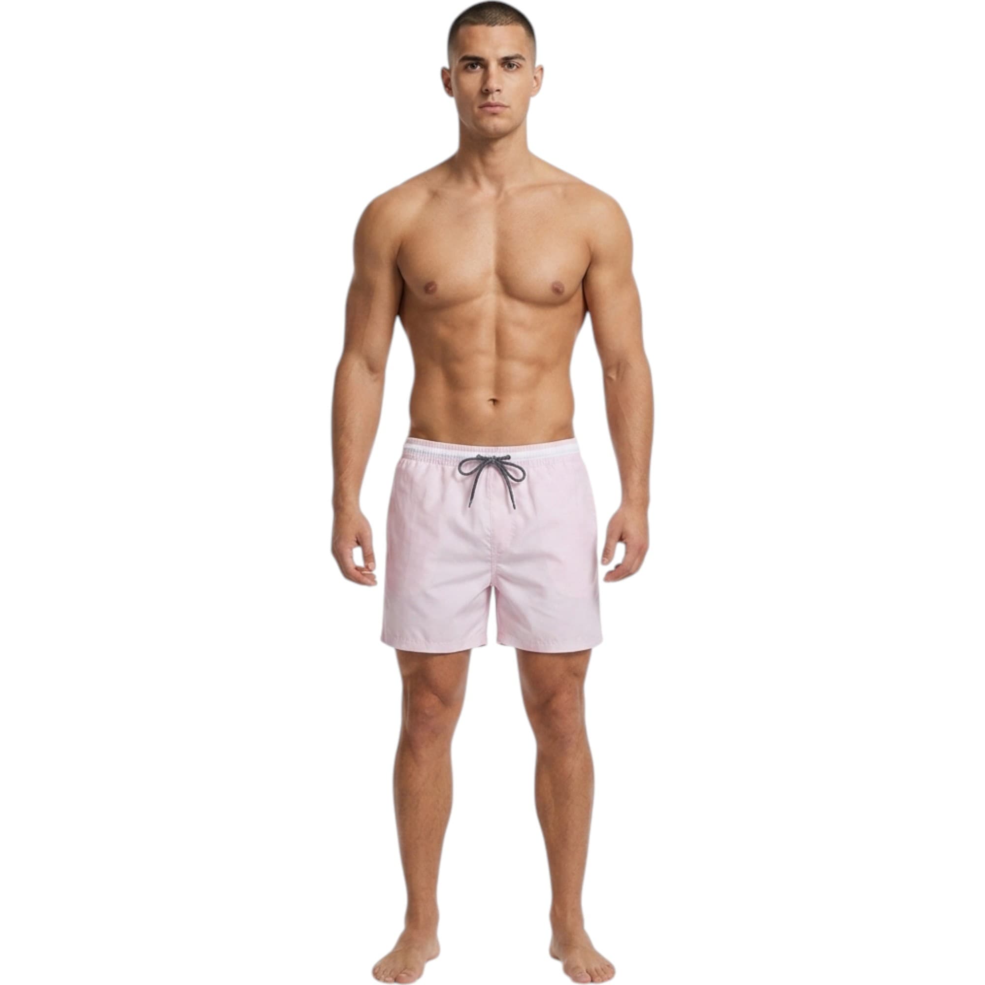 MATALAN men's pink swimming board shorts front view with elastic waistband