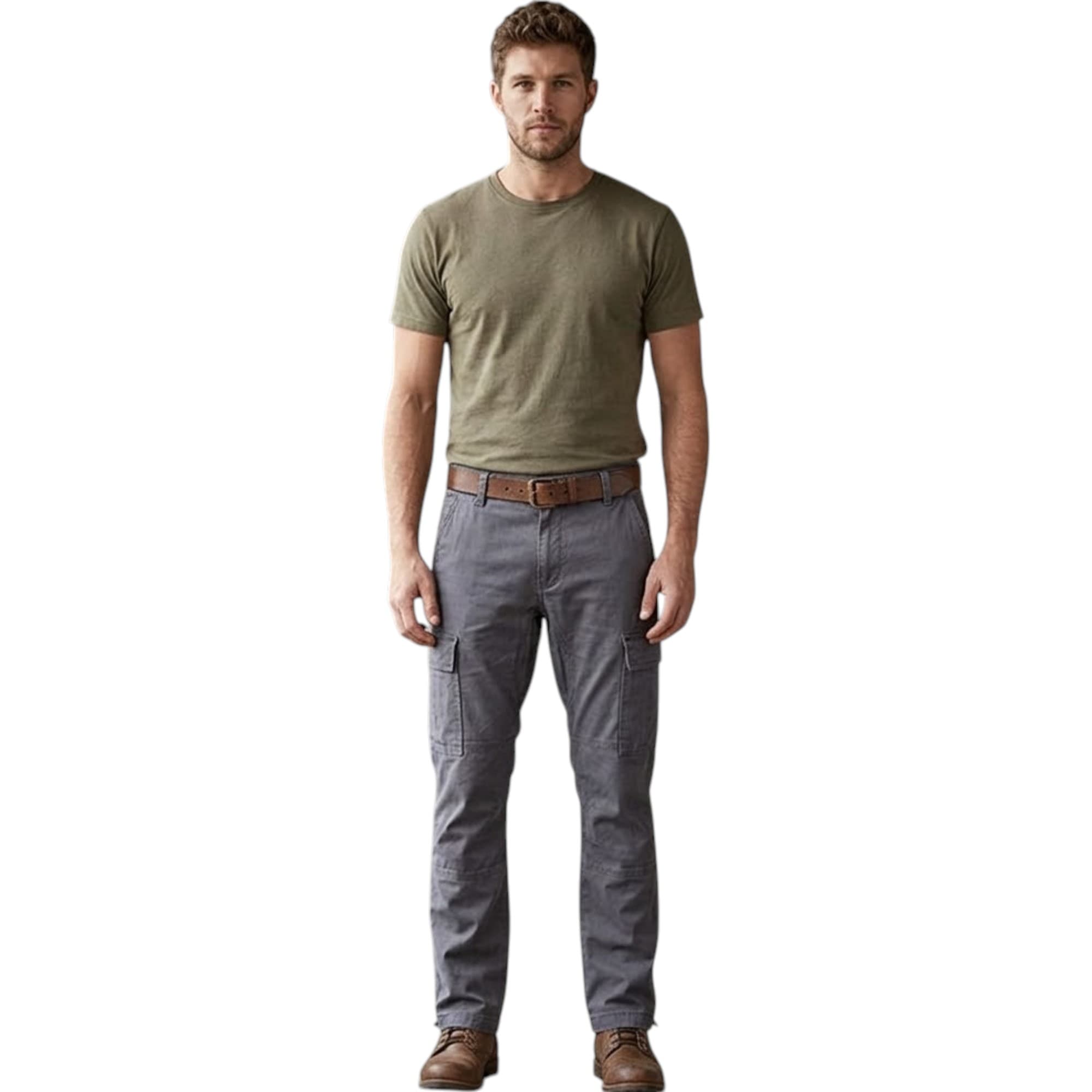 No Boundaries grey cargo straight-fit trousers front view