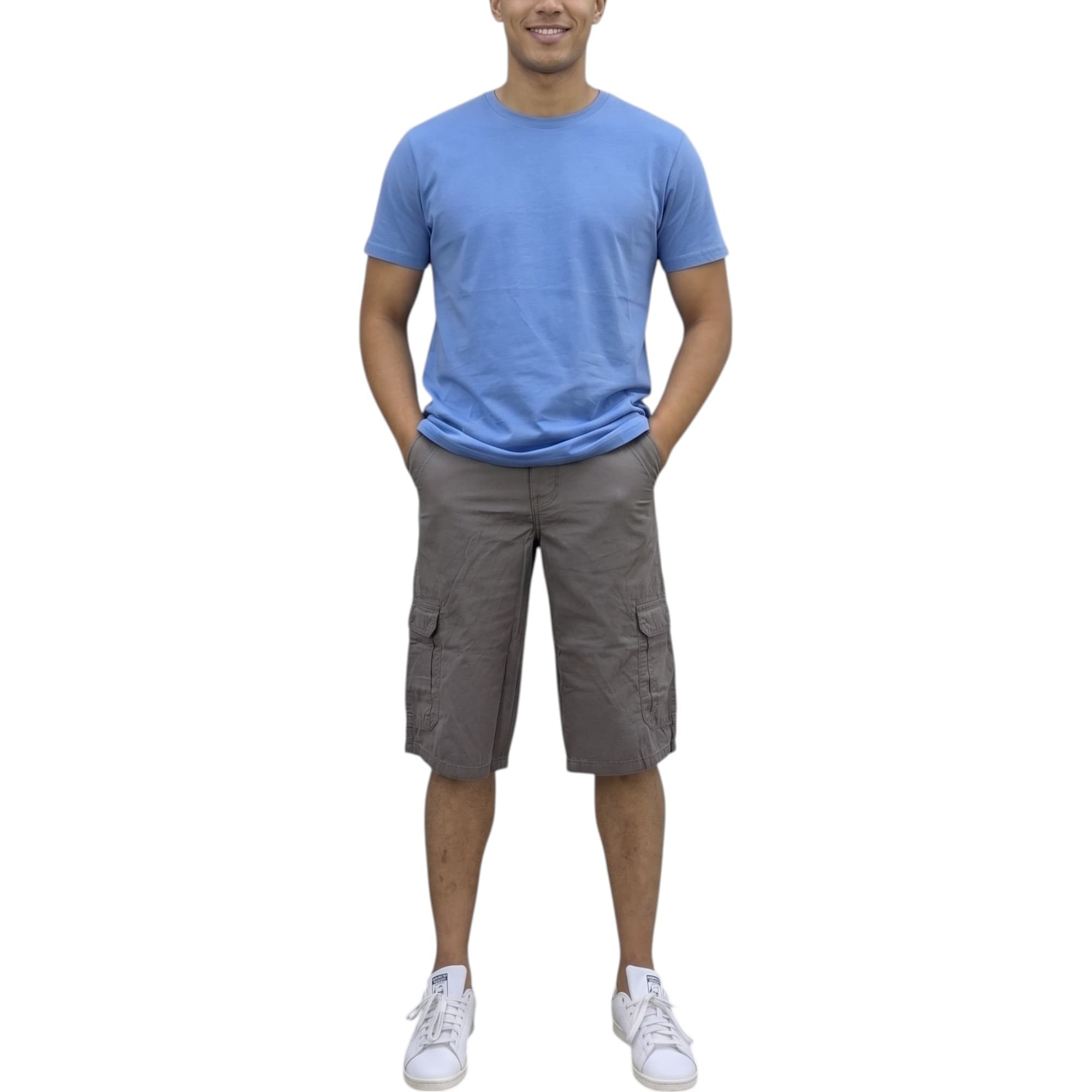 Forestland Clothes mens grey cargo shorts front view