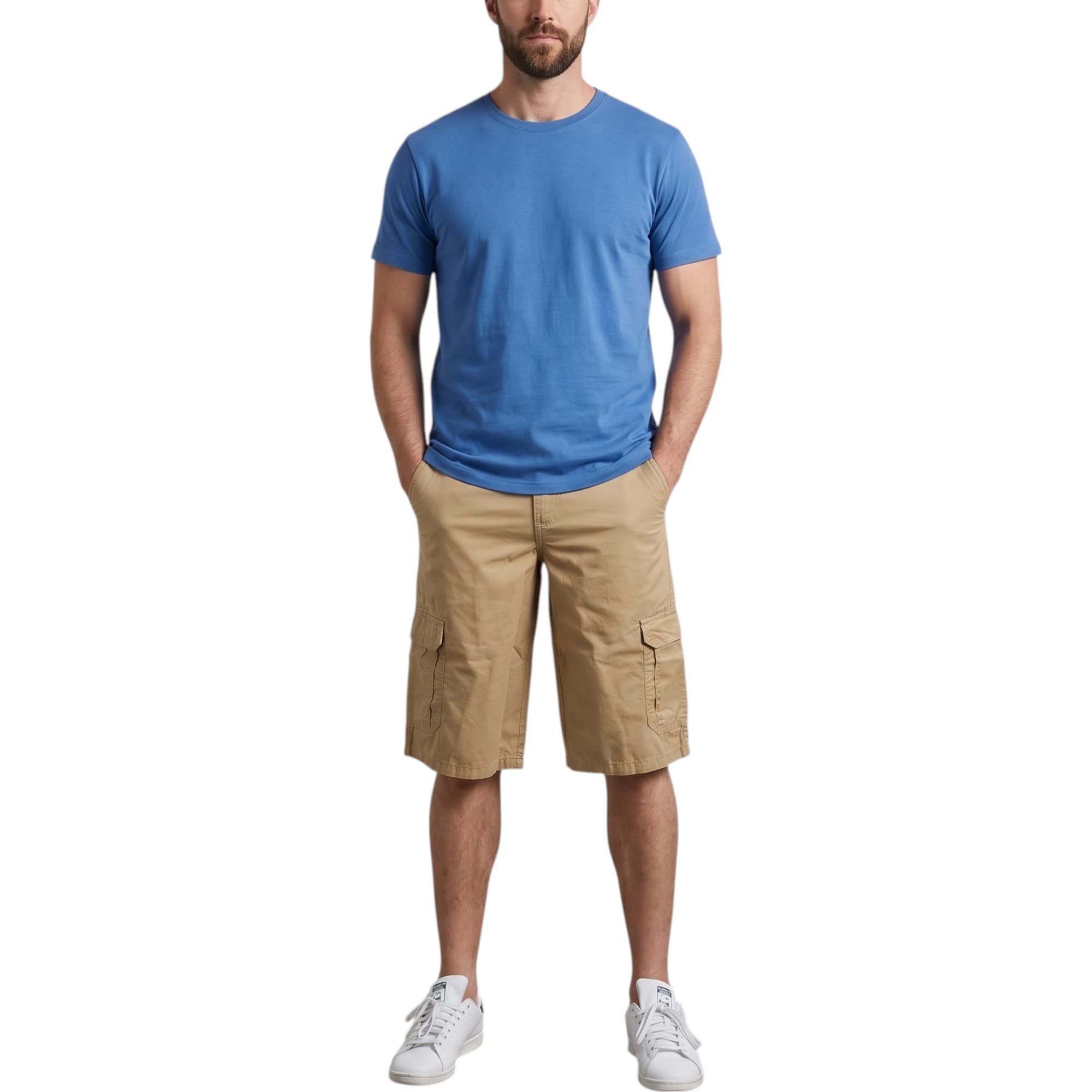 Forestland Clothes men's cargo shorts in light beige, front view