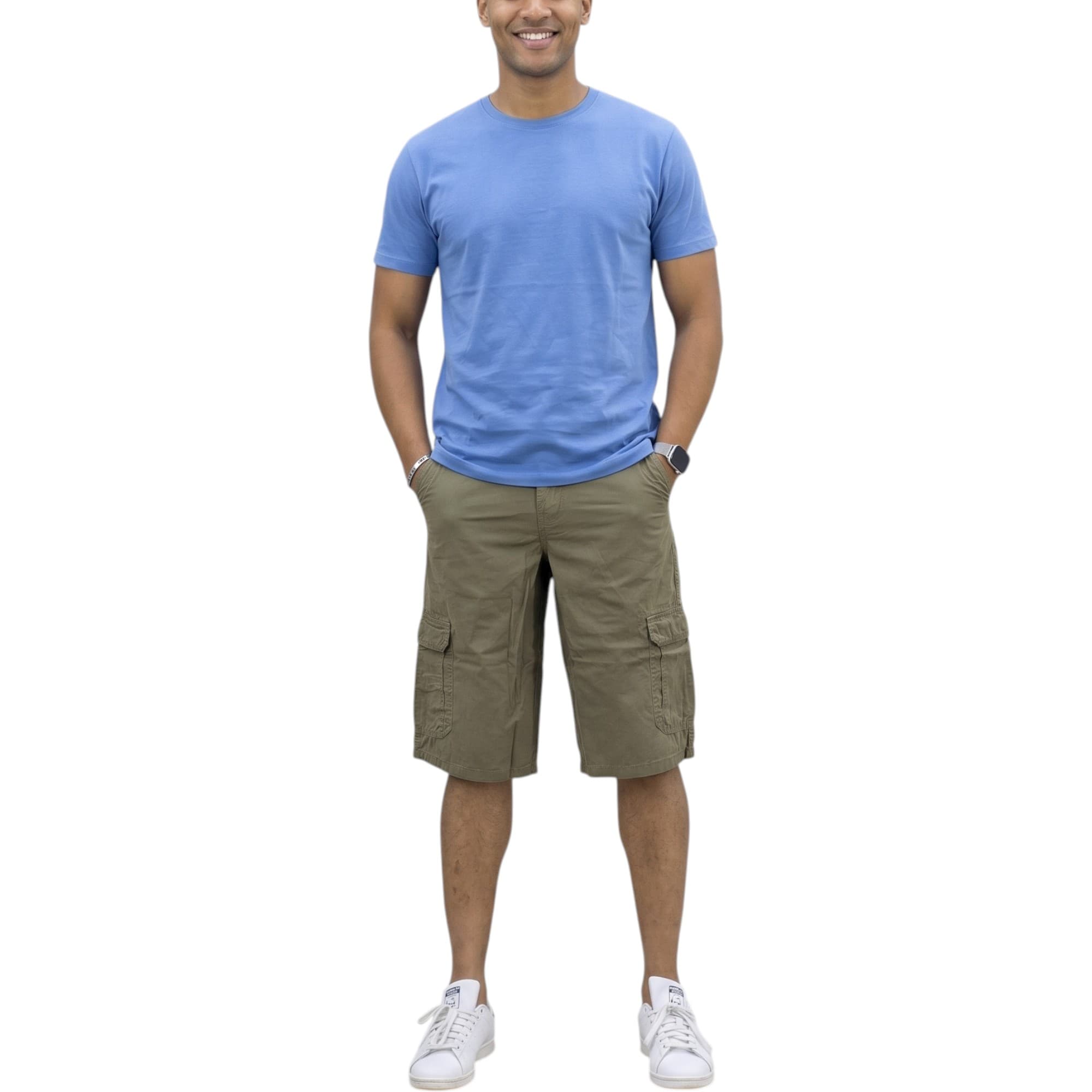 Forestland Clothes men's olive cargo shorts front view