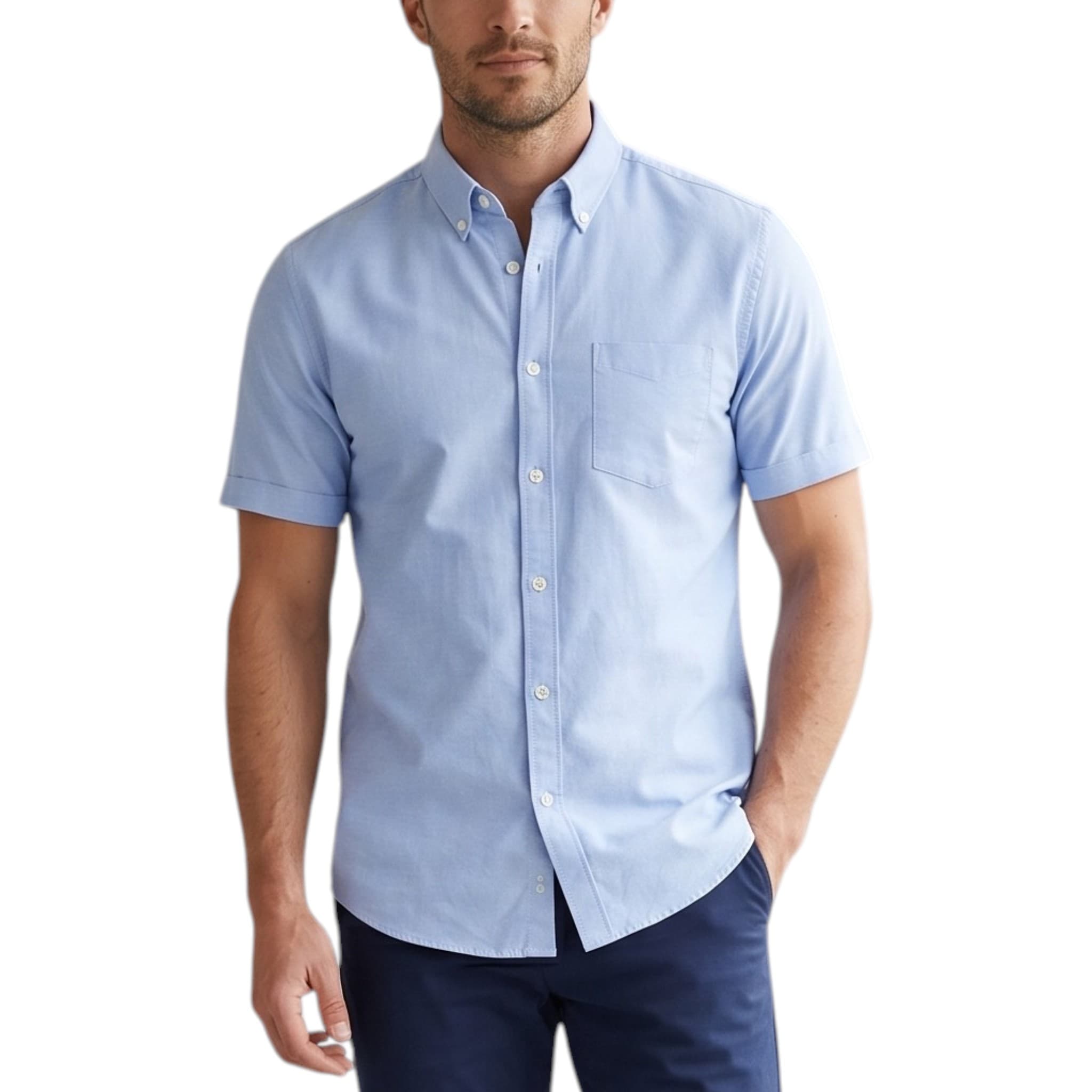 Philip Lilibet men's sky blue cotton Oxford shirt front view