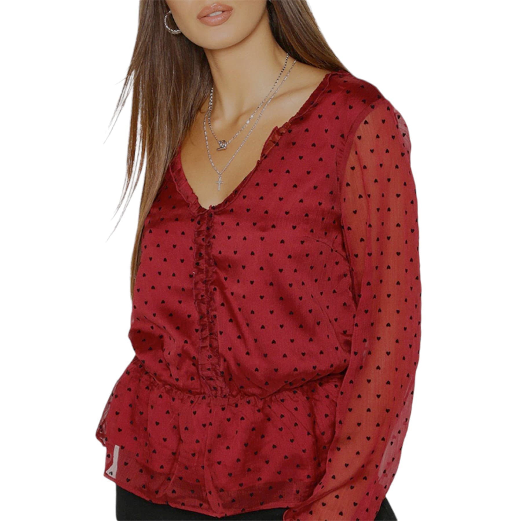 BRAVE SOUL LWT-272HEART Womens Long Sleeve Tops