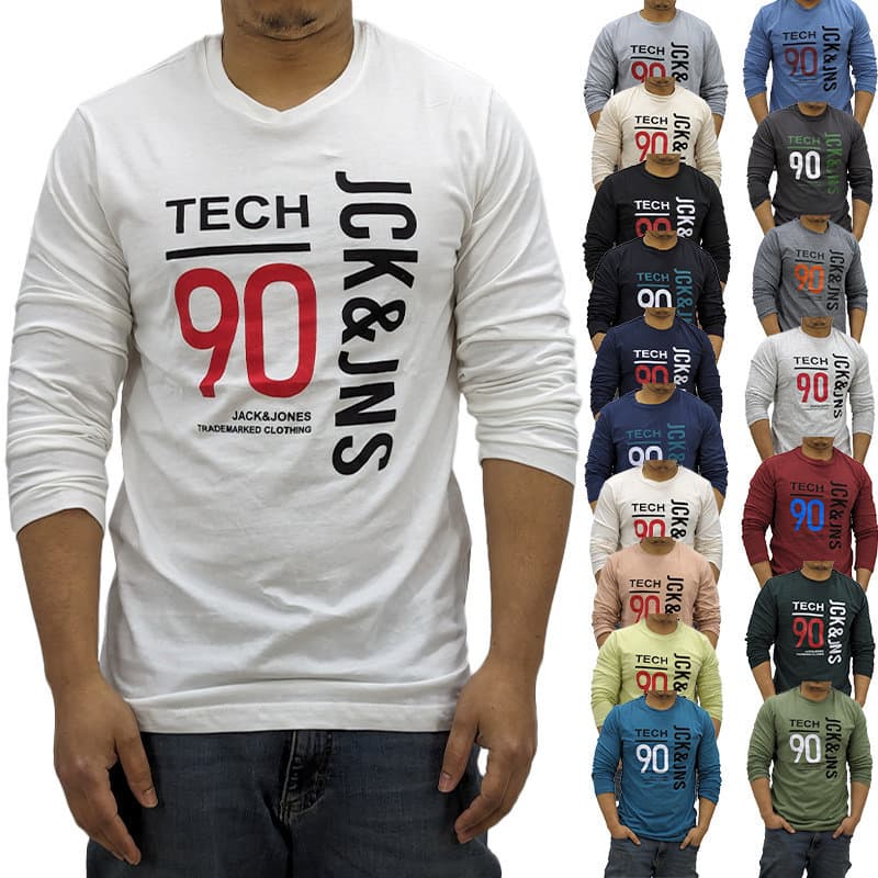 Jack & Jones forest green long sleeve t-shirt front view, slim fit crew neck